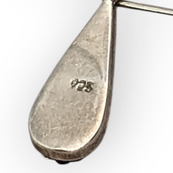 Teardrop Multi Peacock Colored Sterling Silver 925 Dangle Earrings Artsy Boho - Picture 7 of 7